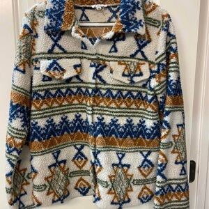 Geometric Patterned Sherpa Women's Jacket